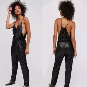 Free People Black Sequinned Jumpsuit